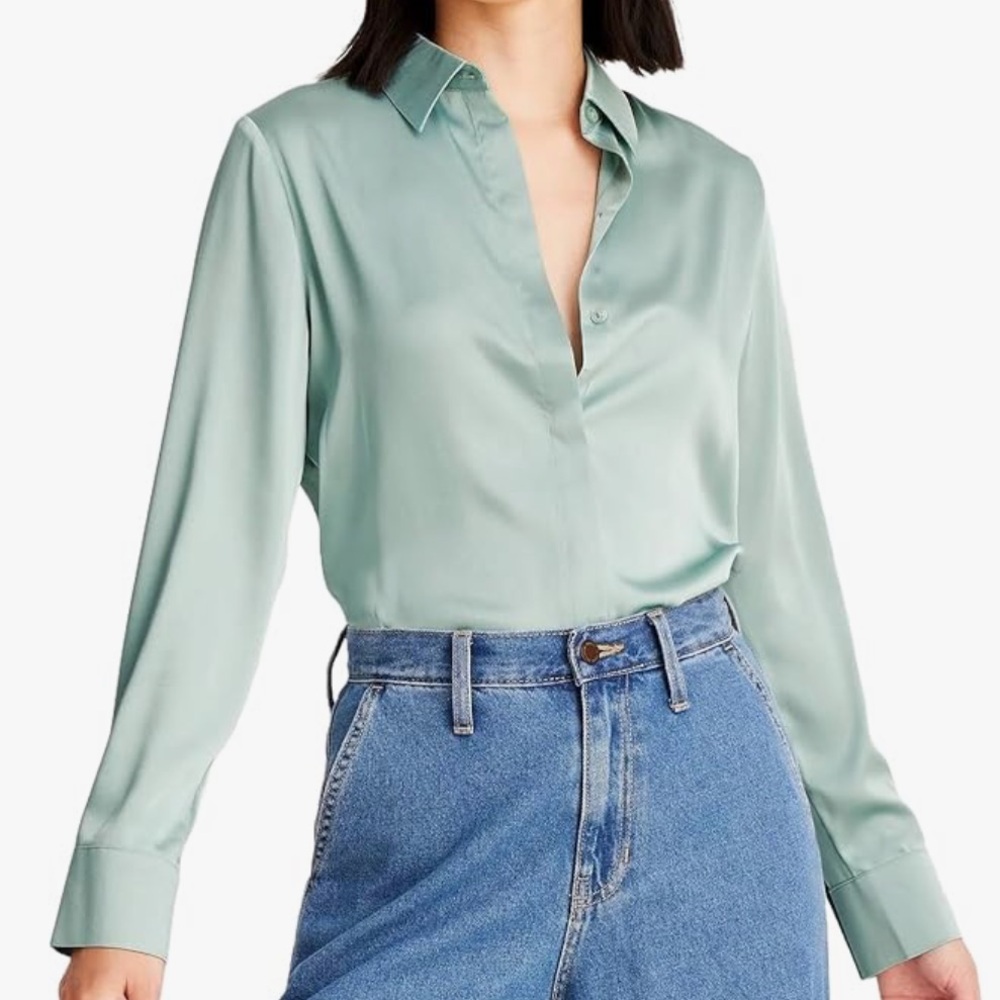 a new day Women's icy blue Button Down Shirt